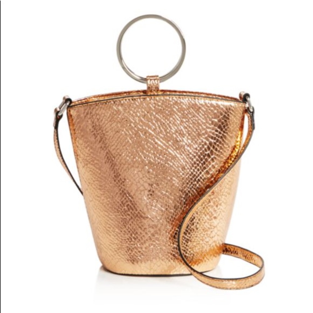 Street Level Metallic Embossed Mini Bucket Bag